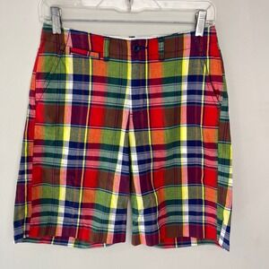 Polo Ralph Lauren Boys Madras Plaid Shorts Multicolor Cotton Size 12 Prep Summer